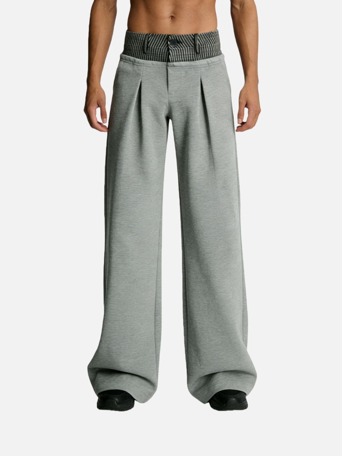 Haaura Plaid Waist Layered Baggy Sweatpants