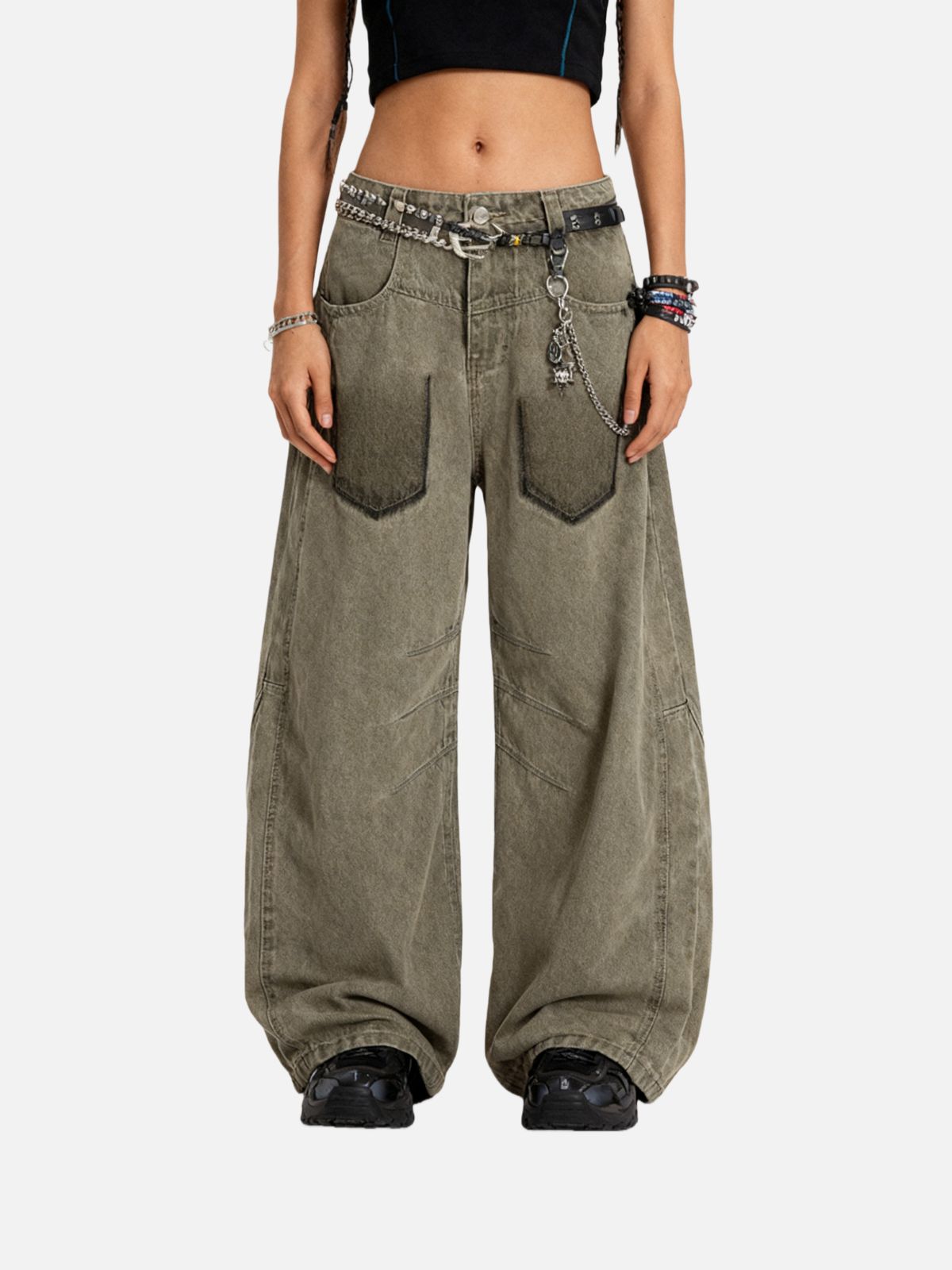 Haaura Pocket Graphic Baaggy Barrel Jeans