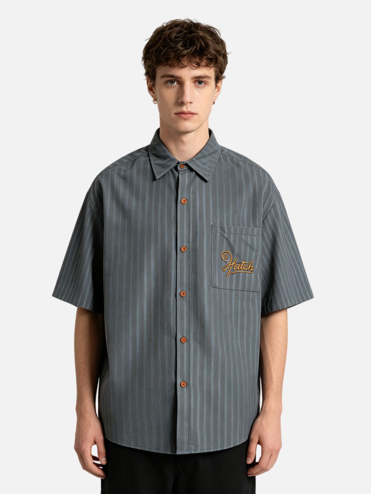 Haaura Vintage Pinstripe Script Logo Shirt