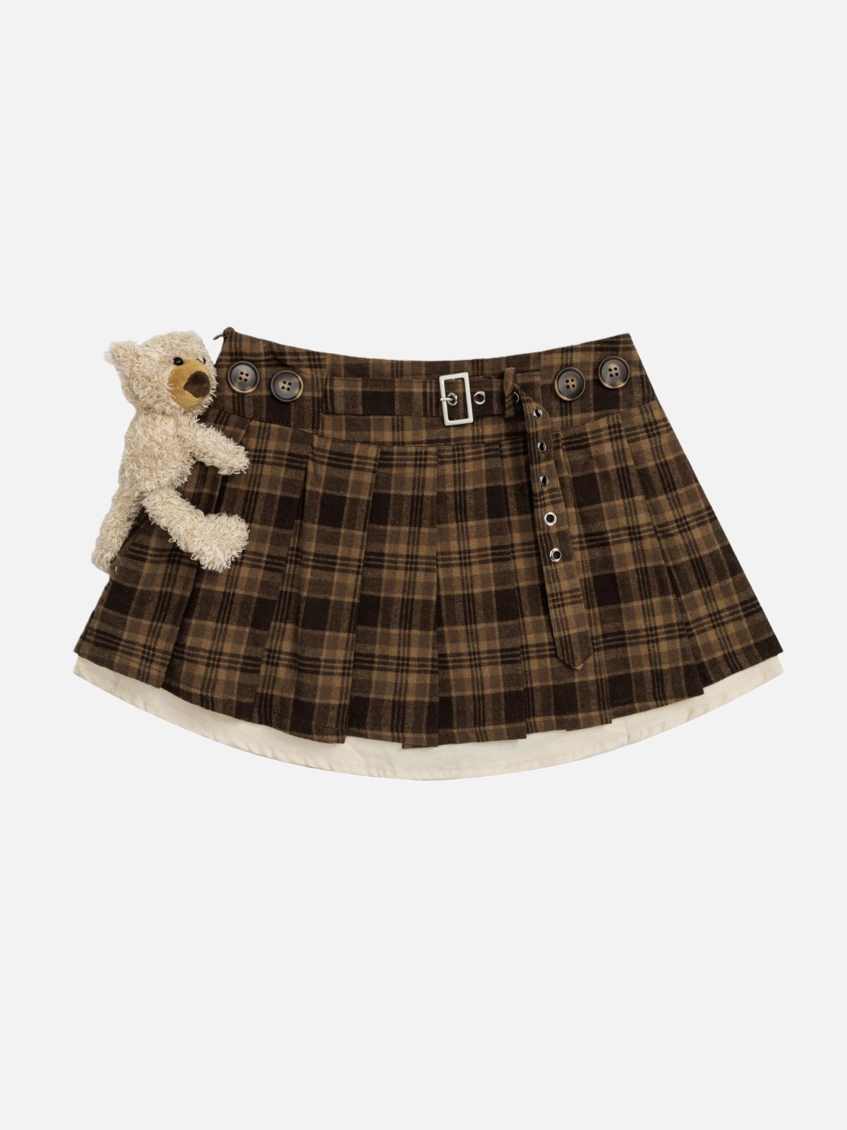 Haaura Plaid Bow Bear Minirock