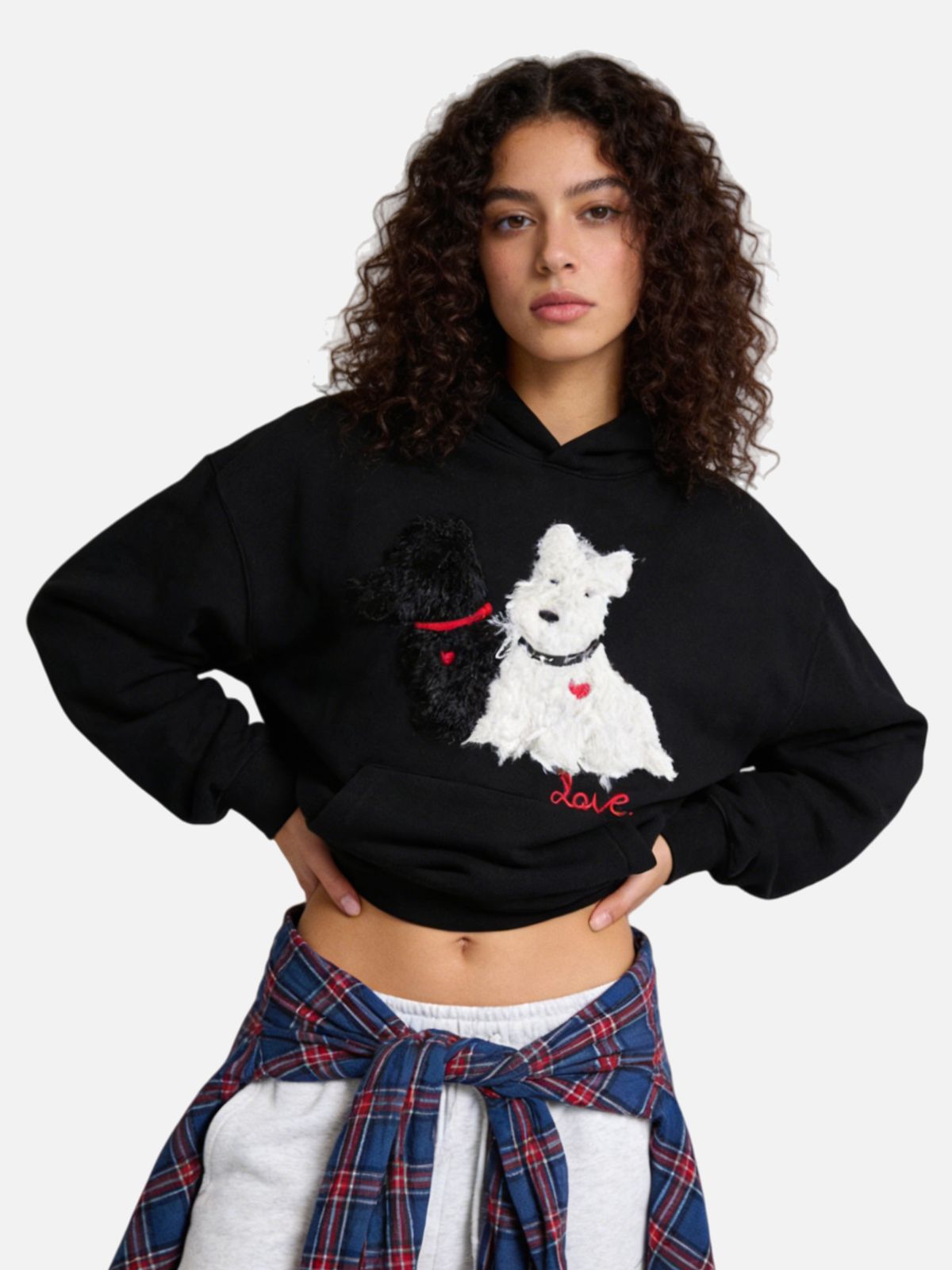 Haaura Embroidery Puppy Pullover Hoodie