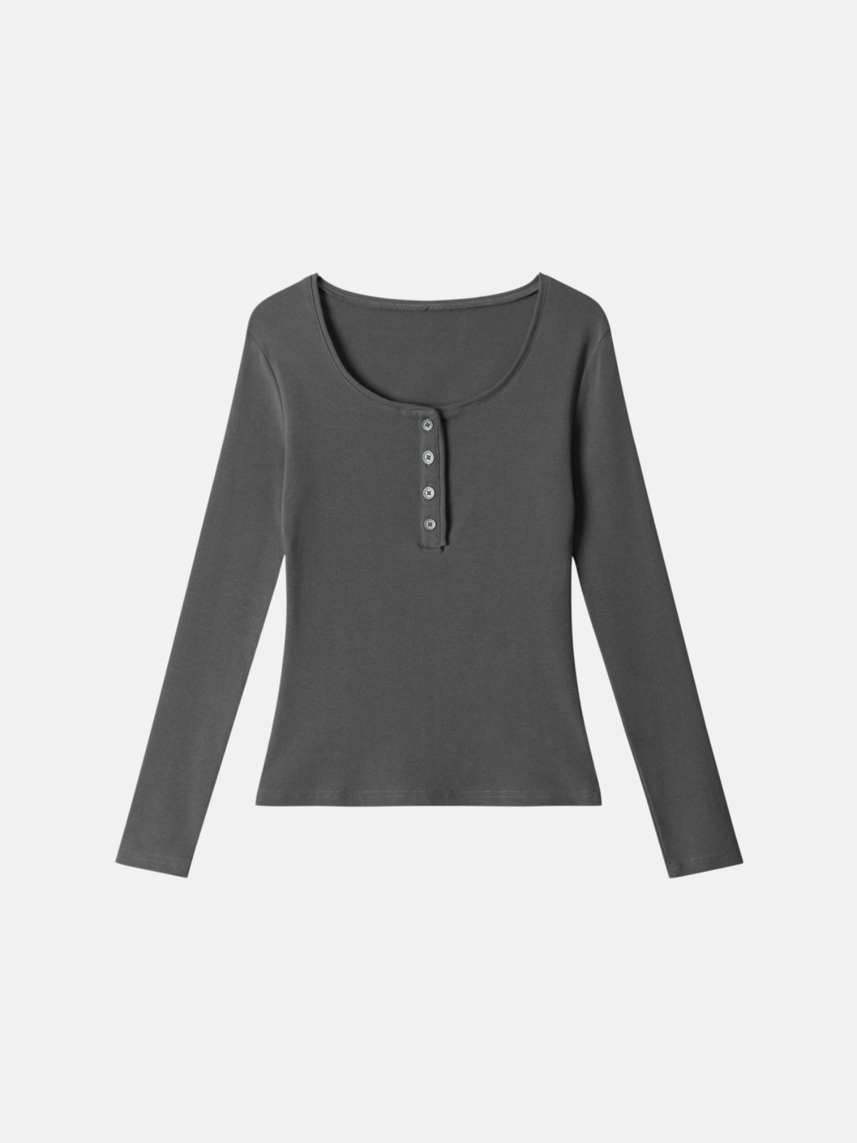 Haaura Square Neck Three-Button Long Sleeve Top