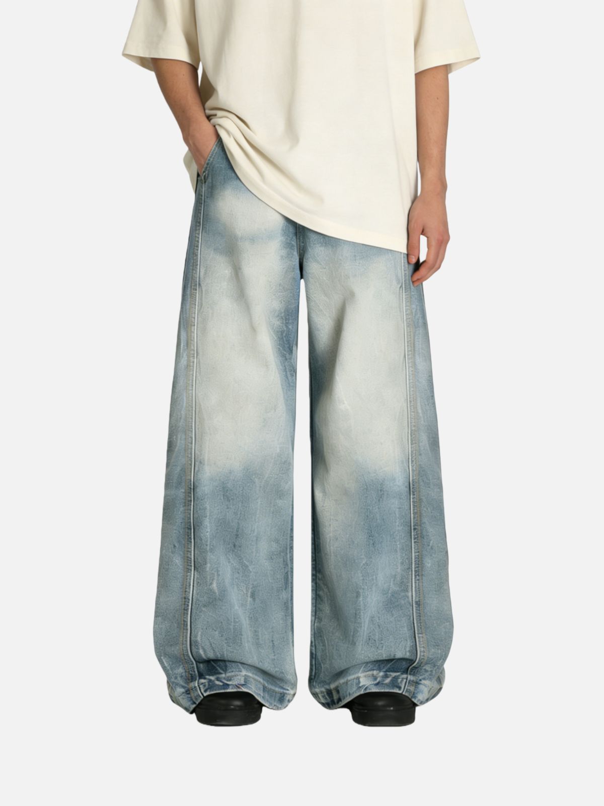 Haaura Washed Seam Baggy Jeans