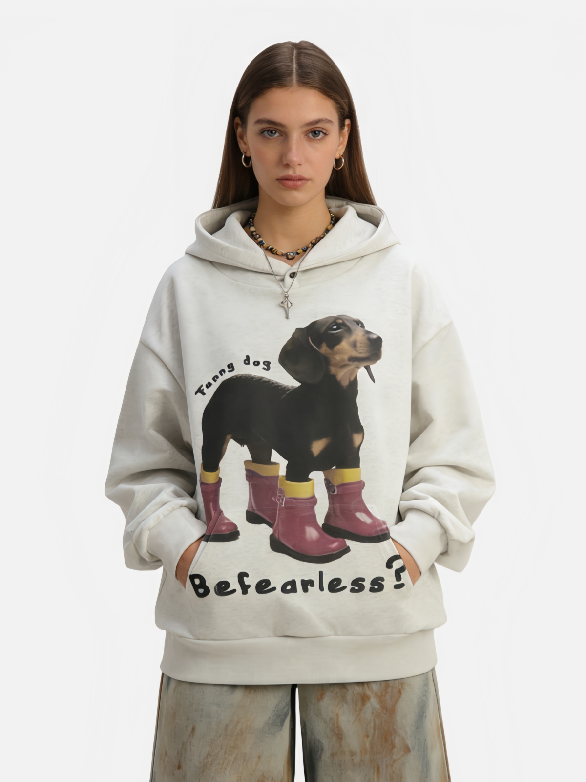 Haaura “Be Fearless?” Dachshund Graphic Hoodie