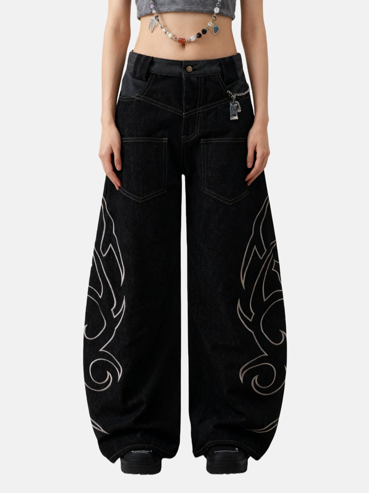 Haaura Embroidery Baaggy Barrel Jeans