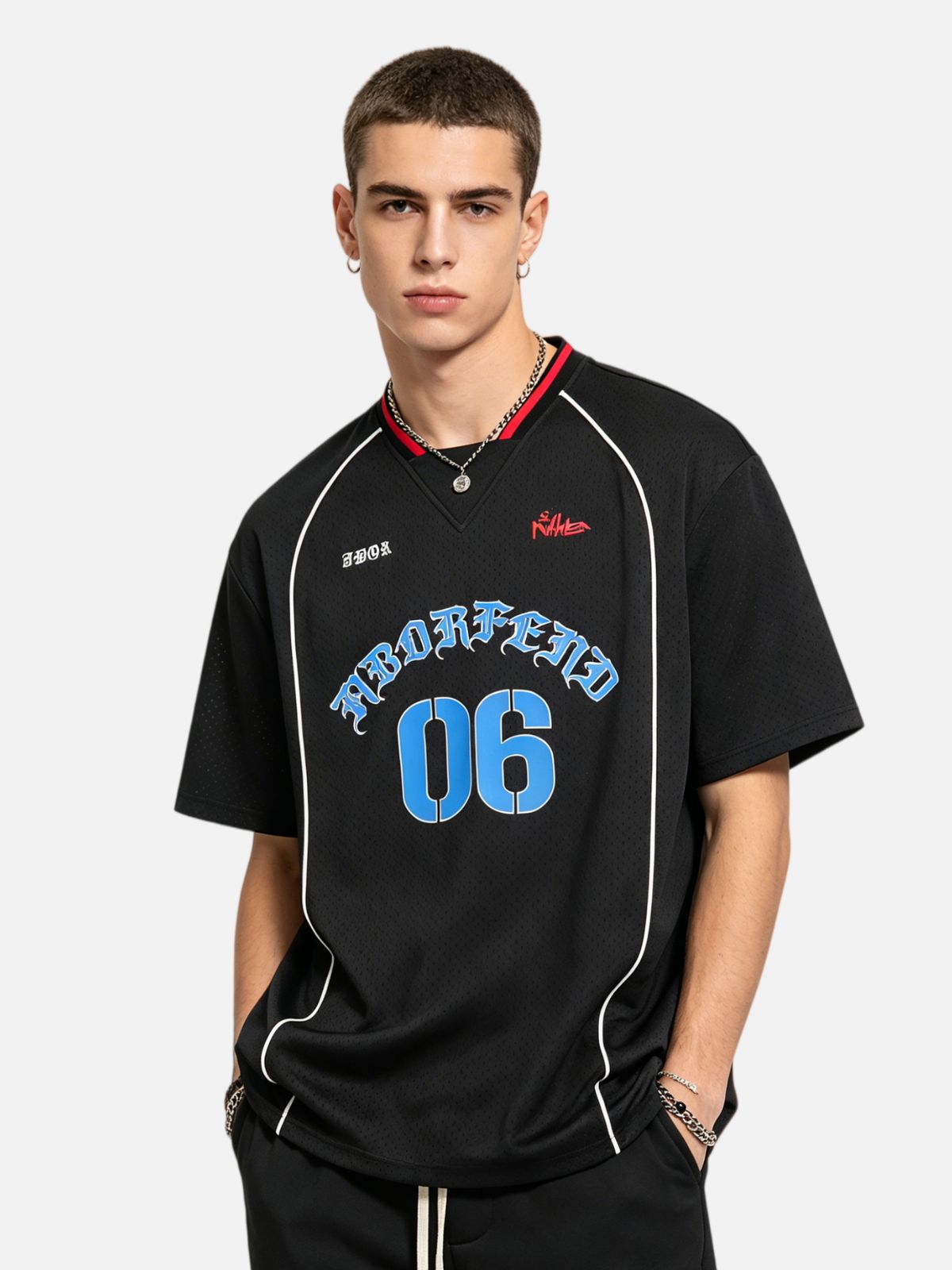 Haaura Retro Soccer Jersey Mesh Paneled Ringer Tee