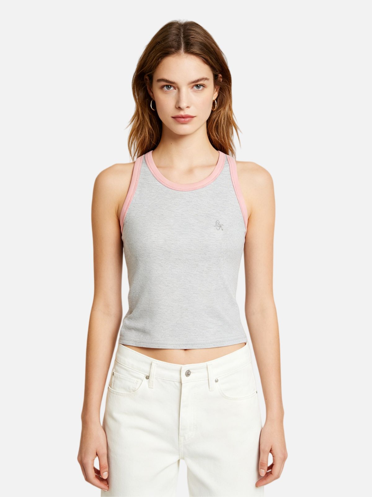 Haaura Slim-fit Embroidered Contrast Tank Top