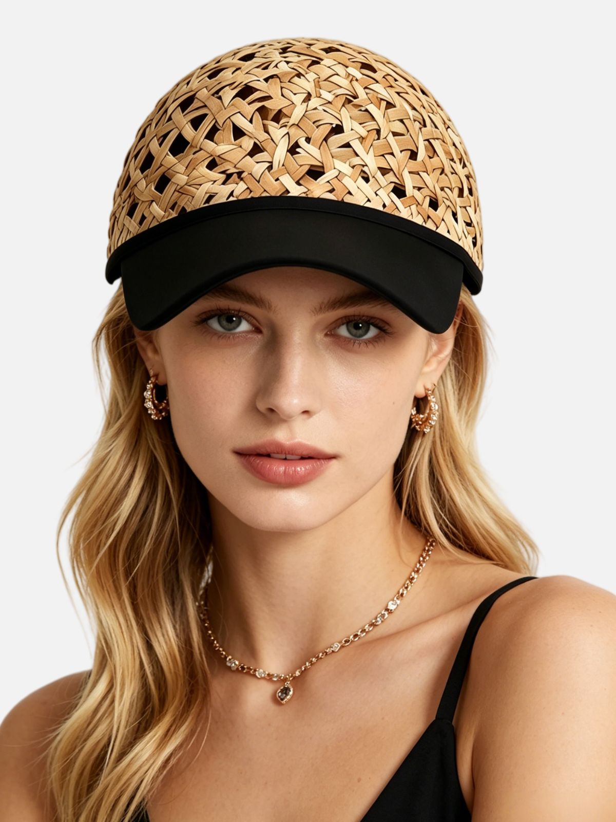 Rattan Contrast Brim Visor Hat