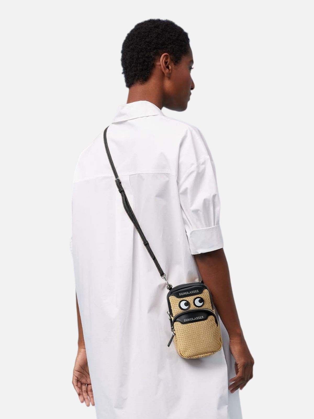 Haaura Googly Eye Straw Cartoon Embroidery Beach Bag