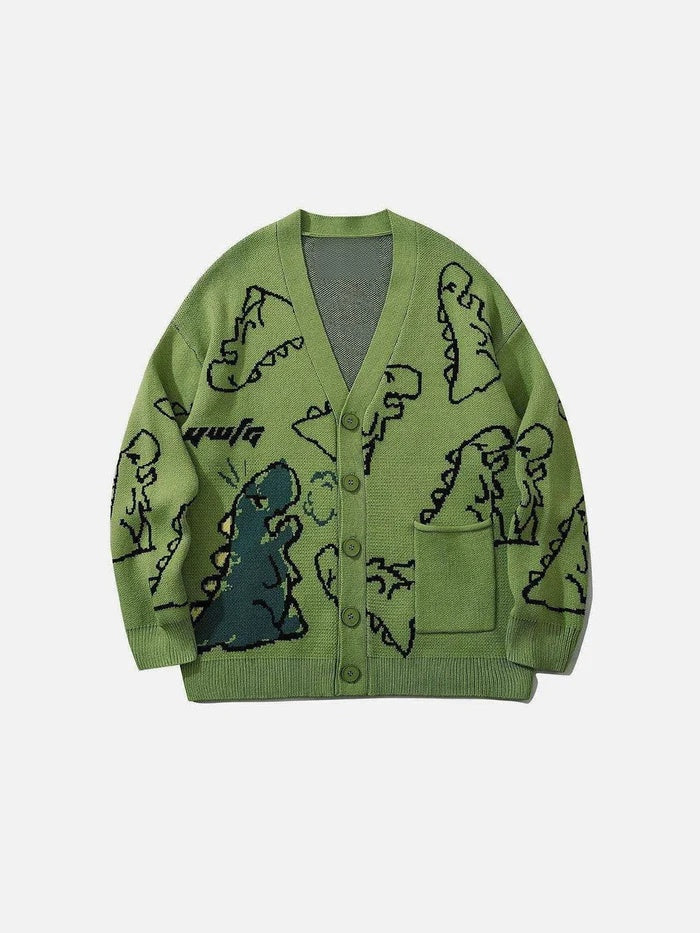 Haaura Dinosaur Graphic Knit Cardigan