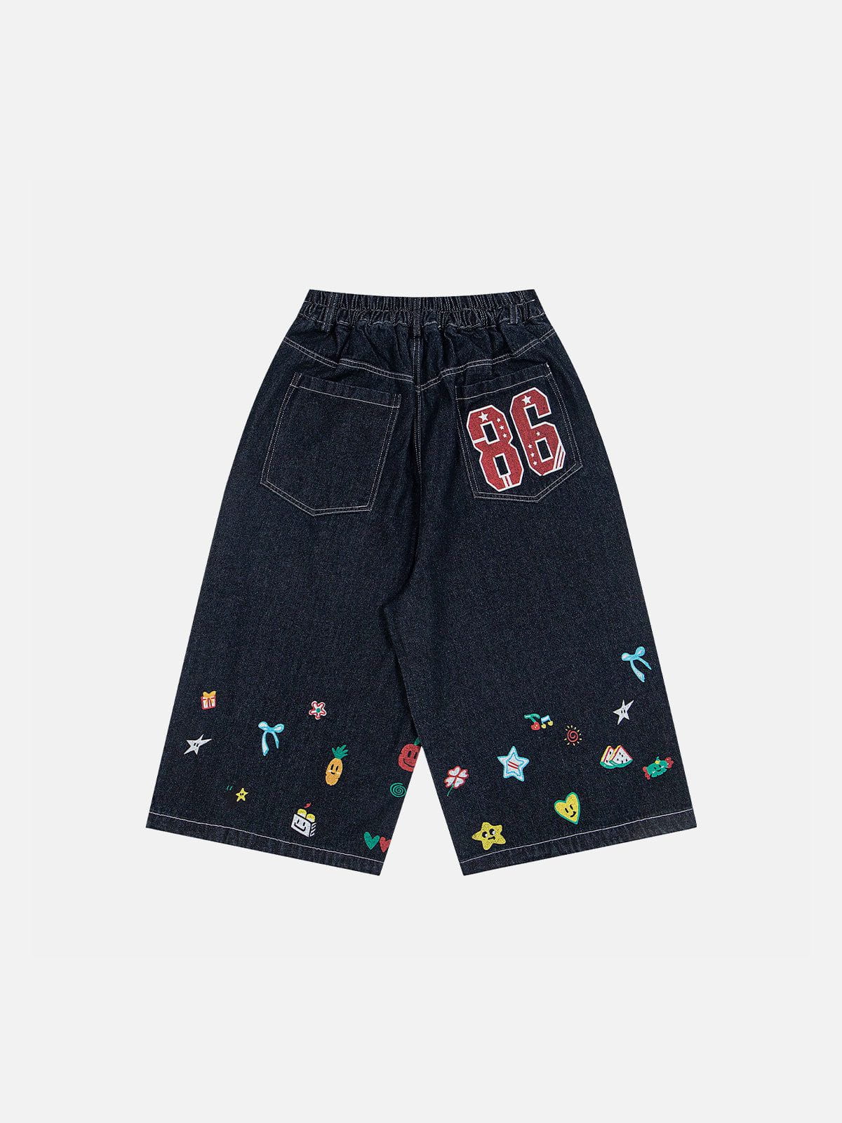 Haaura Cartoon Sticker Graphic Baaggy Longline Jorts