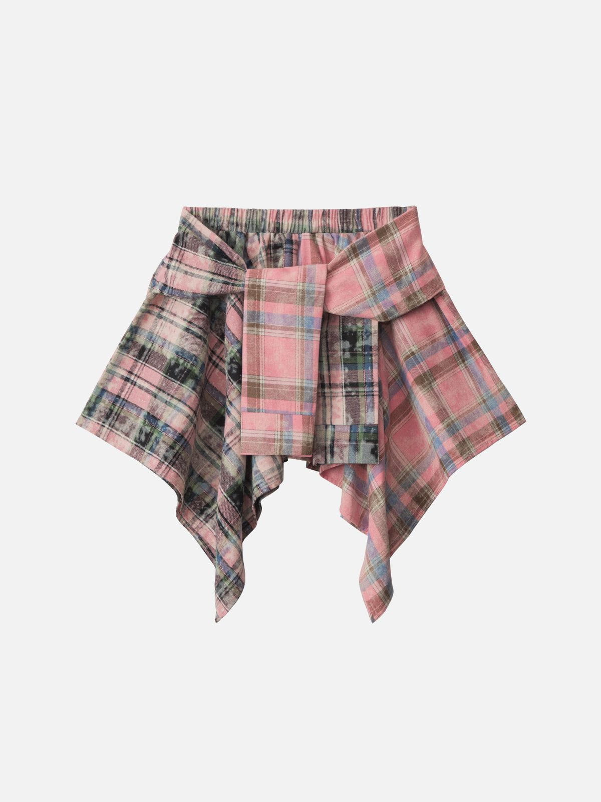 Haaura Tie Dye Plaid Skirt