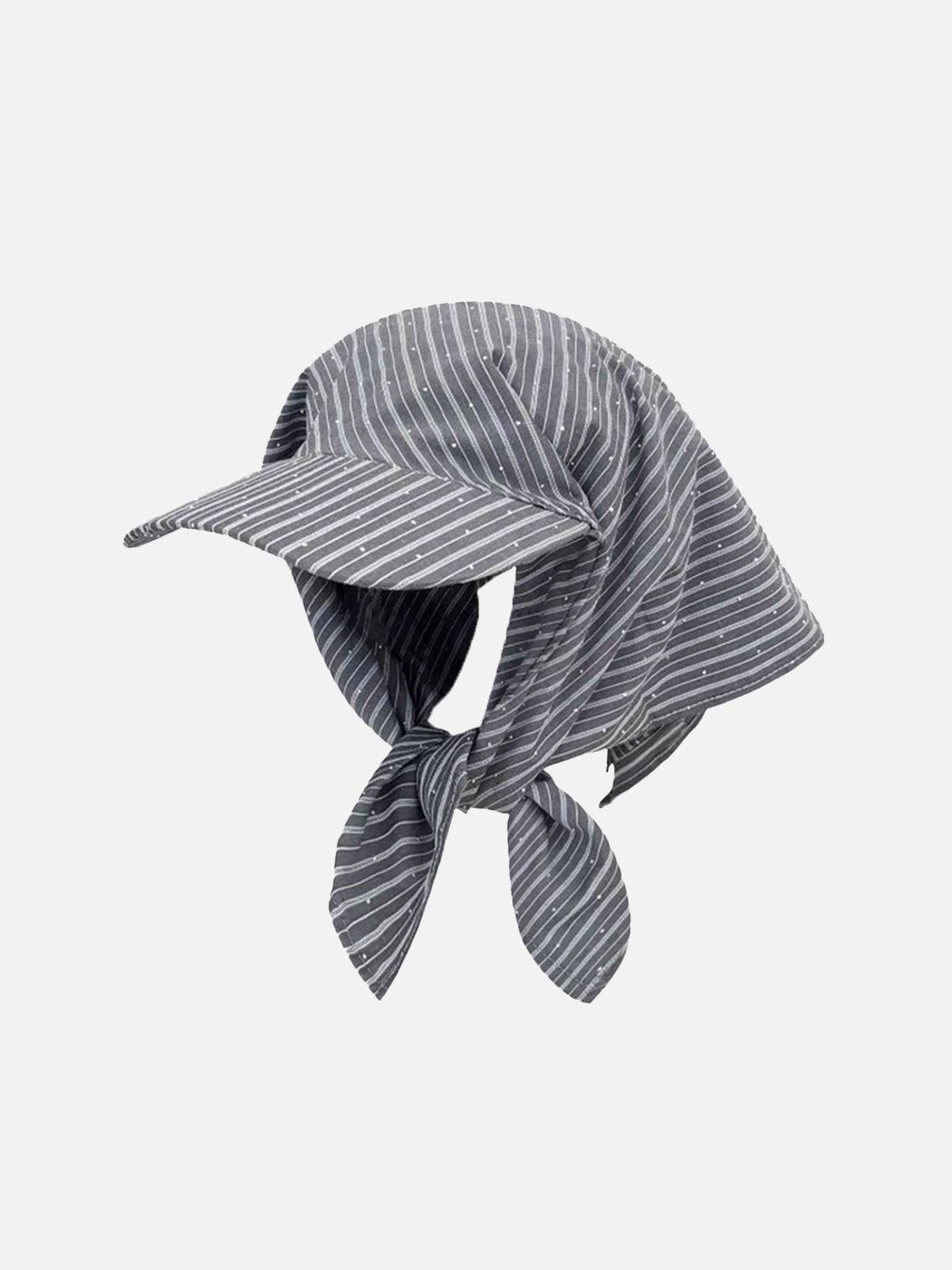 Stripe Rhinestone Bandana Cap