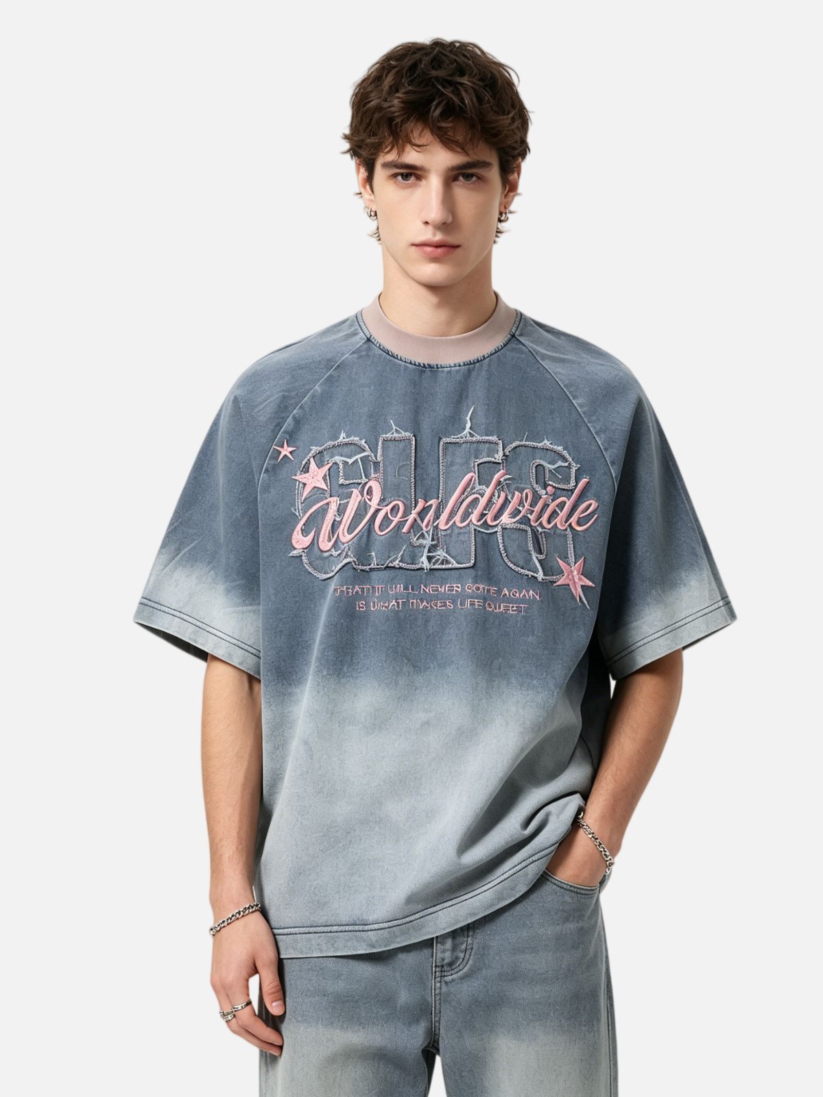 Haaura Star Embroidered Washed Tee