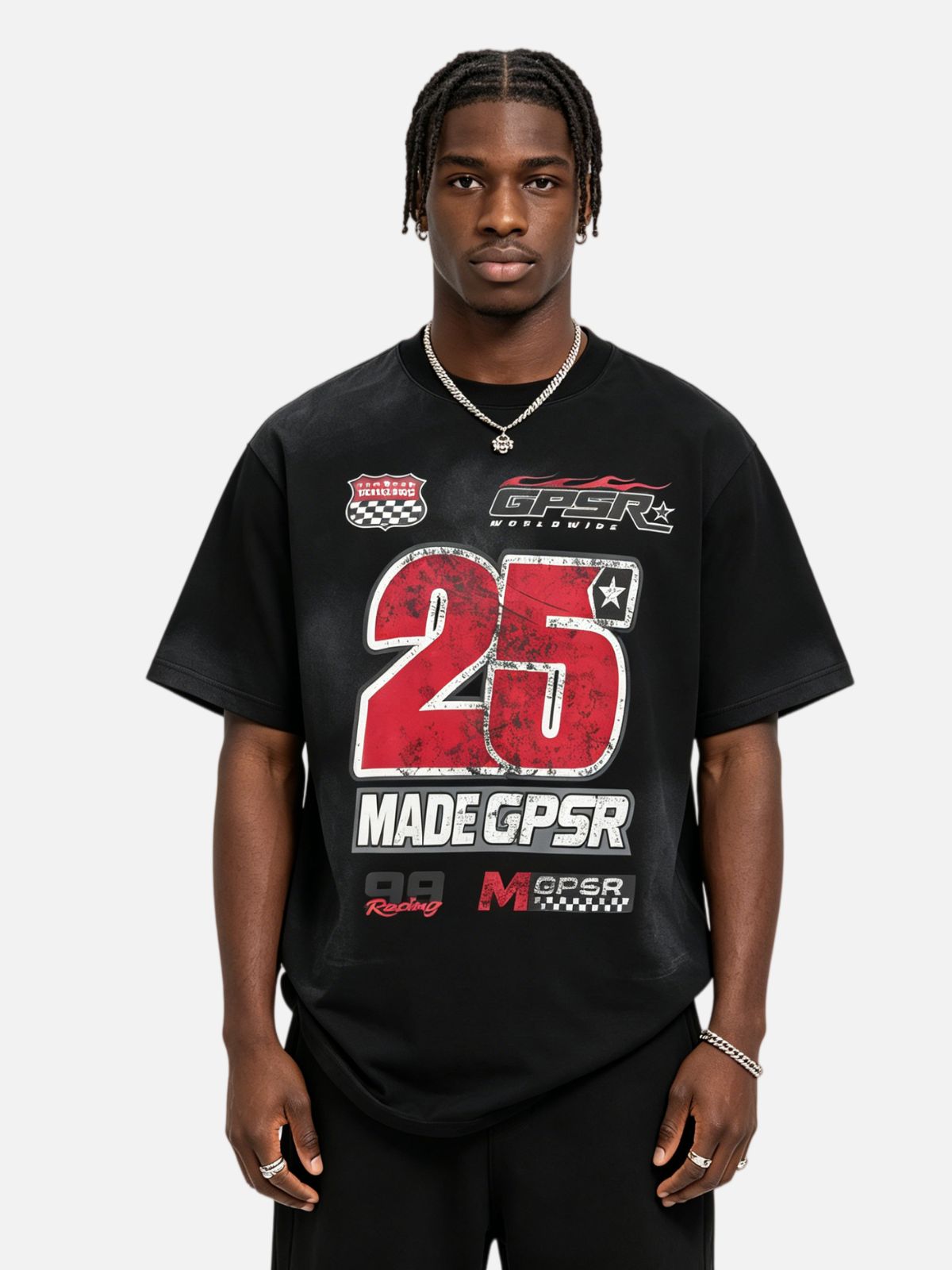 Haaura Vintage Washed Distressed Racing Graphic Tee