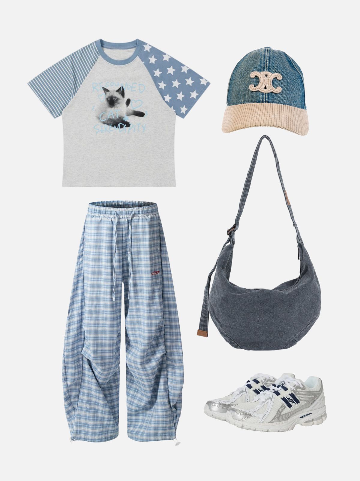 Haaura Cat Star Patchwork Tee