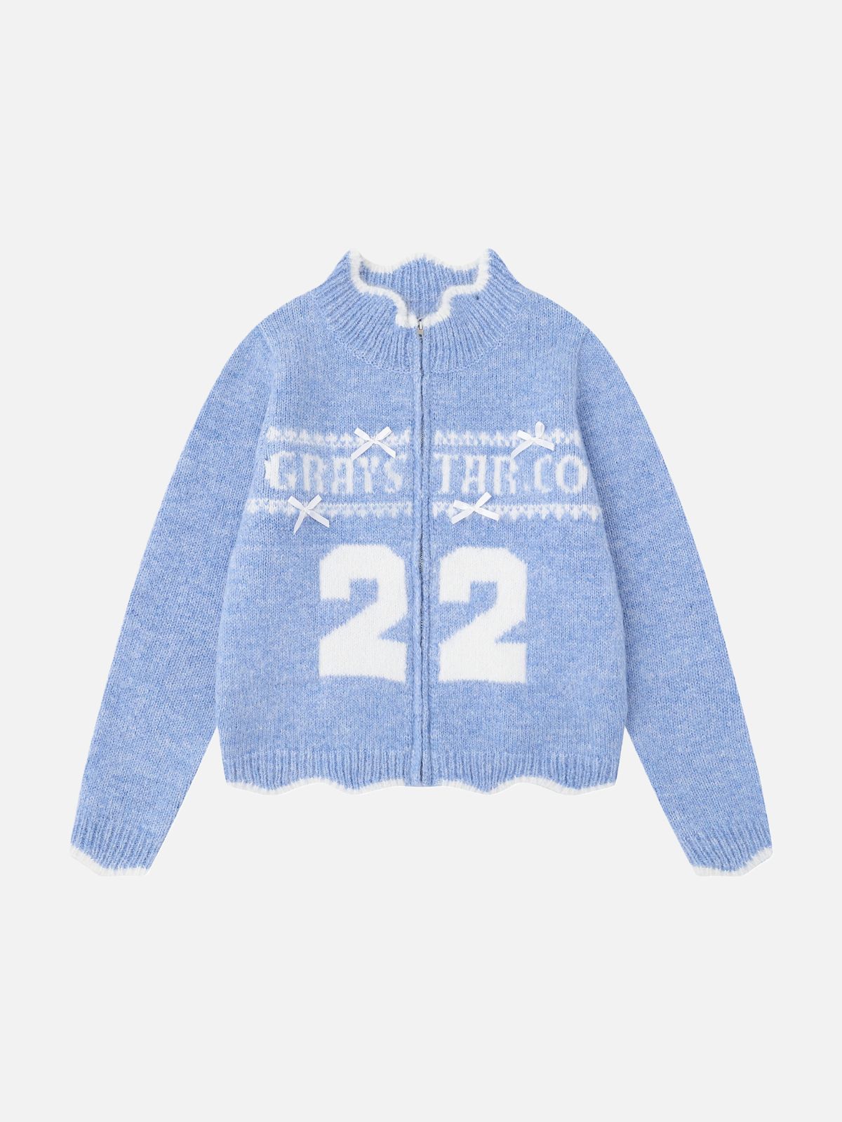 Haaura 22 Bow Trim Zip Cardigan