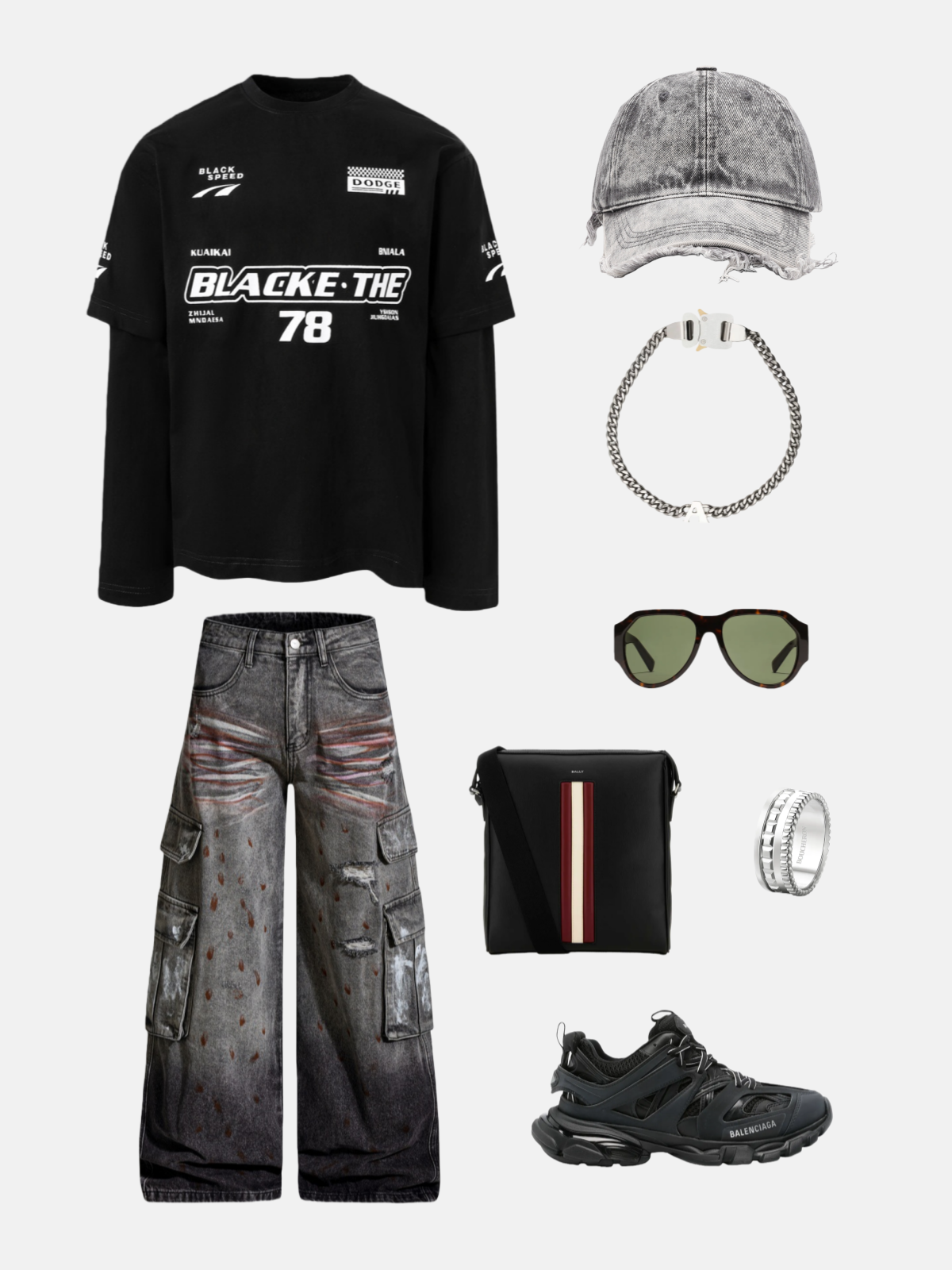 Haaura 78' Retro Text Collage Long Sleeve Tee