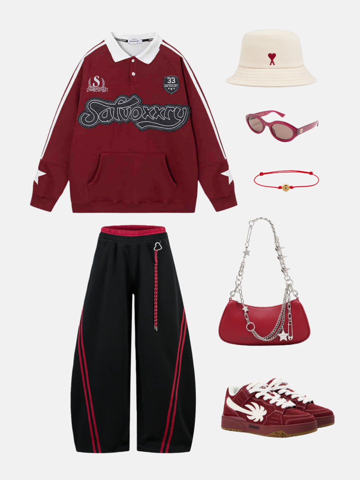 Haaura Applique Embroidery Polo Sweatshirt