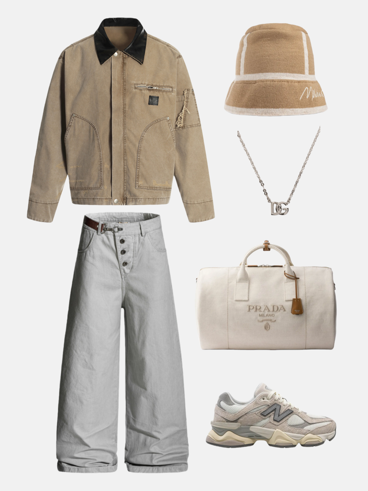 Haaura Buckled Waist Baggy Pants