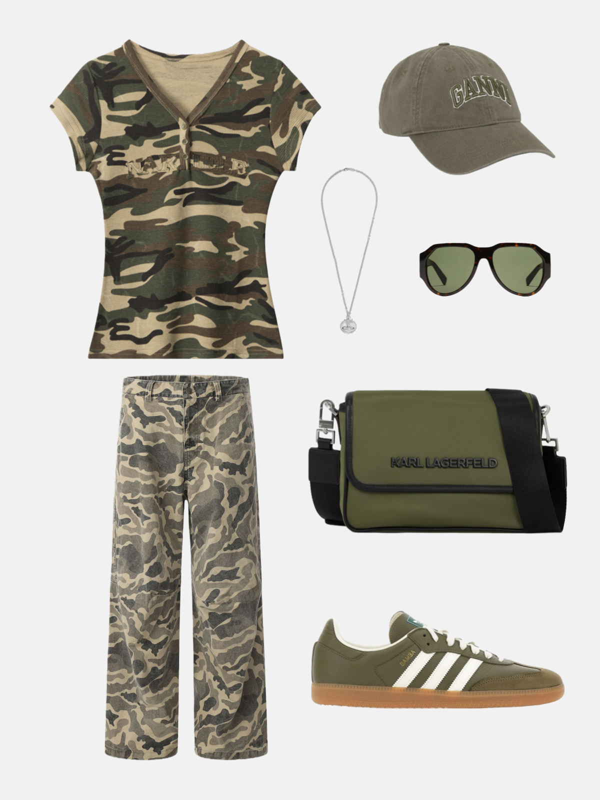 T-shirt à boutons camouflage Haaura