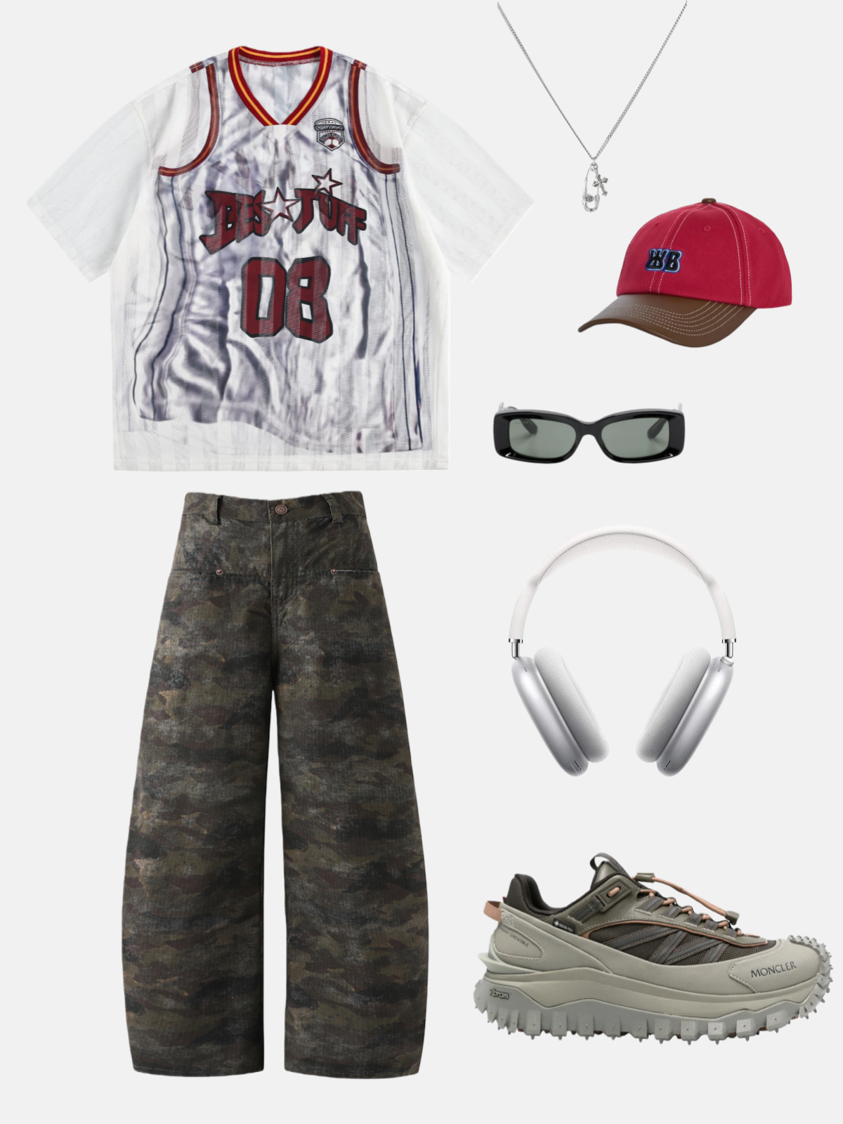 Haaura Camo Cargo Rivet Super Baggy Pants