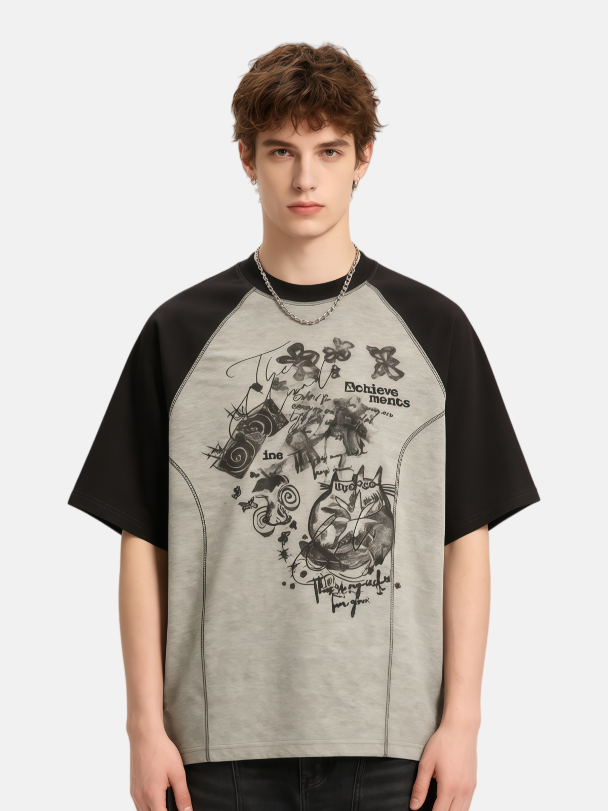 Haaura Cartoon Cat Collage Tee