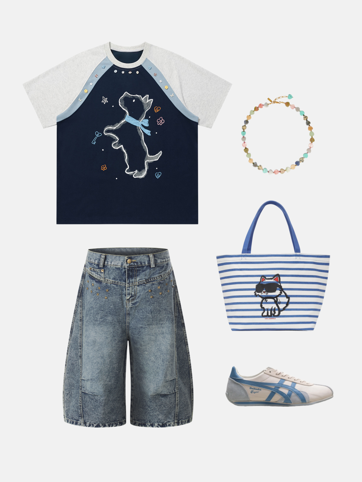 Haaura Cartoon Dog with Bow Graphic Tee