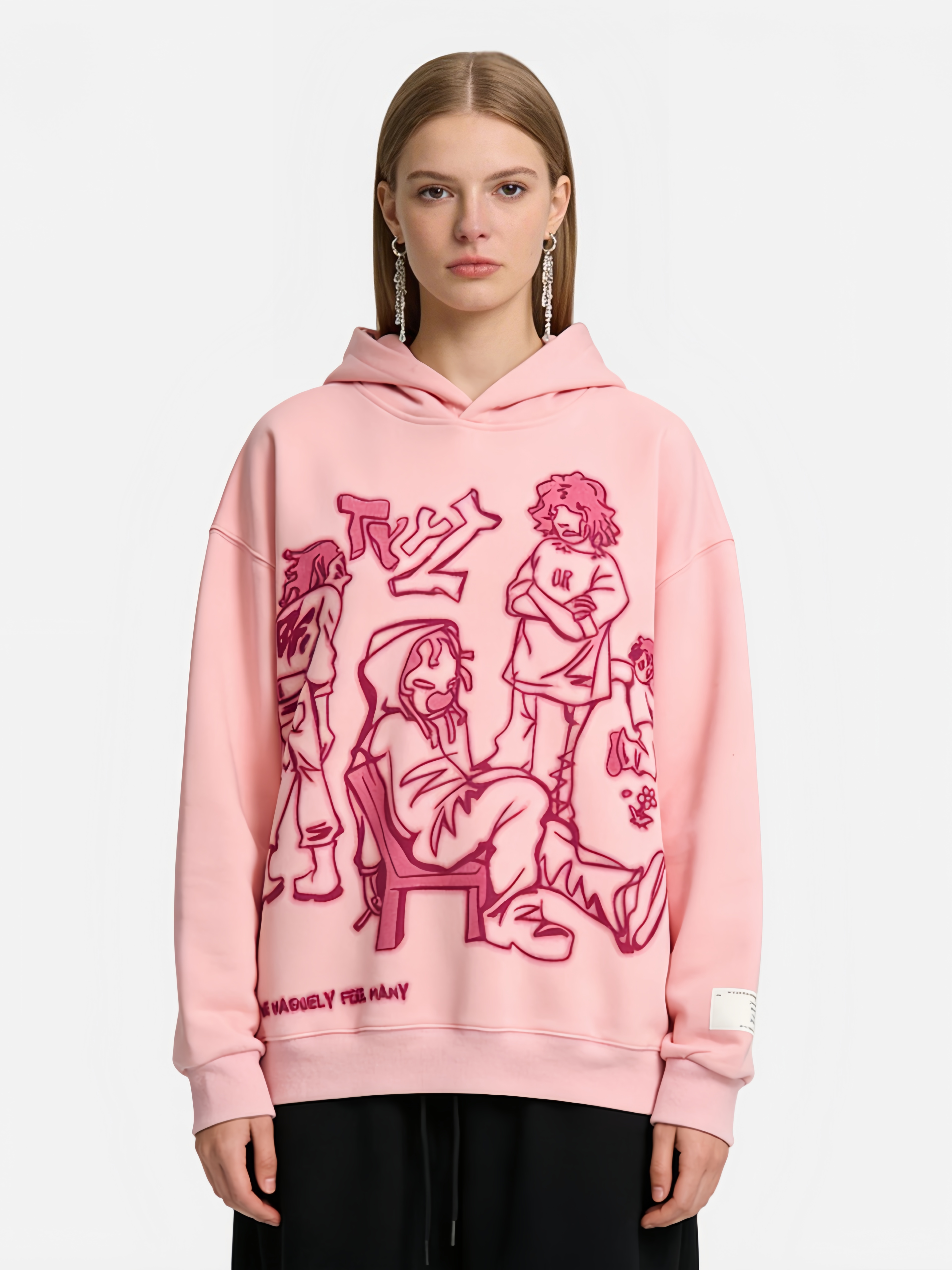 Haaura Cartoon Line Character Graphic Sweatshirt