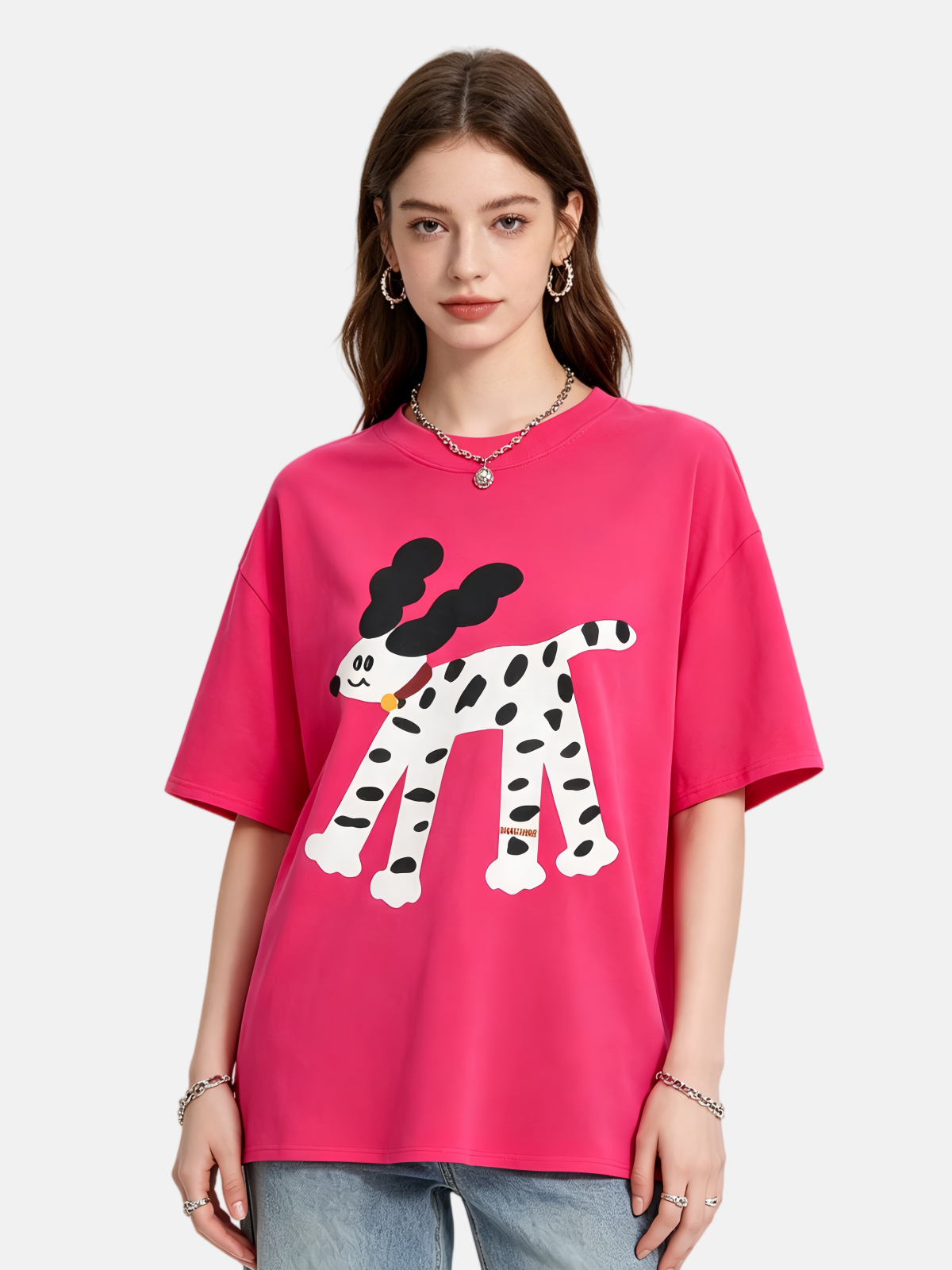 Haaura Cartoon Spotted Dog Graphic Tee