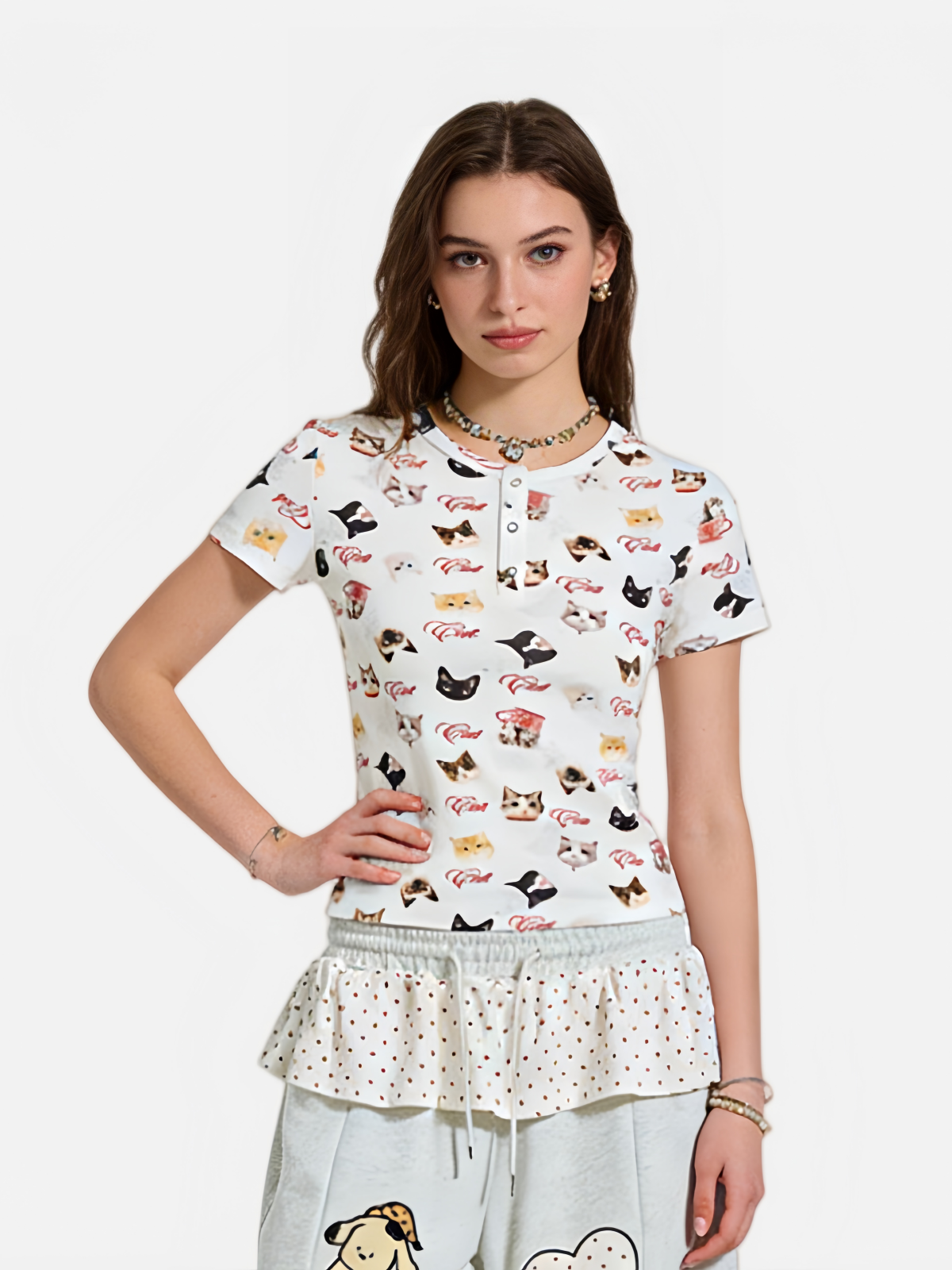 Haaura Cat Pattern Tee