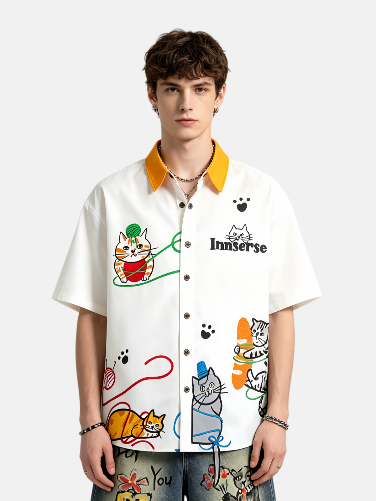 Haaura Cats & Paw Prints Short Sleeve Shirt