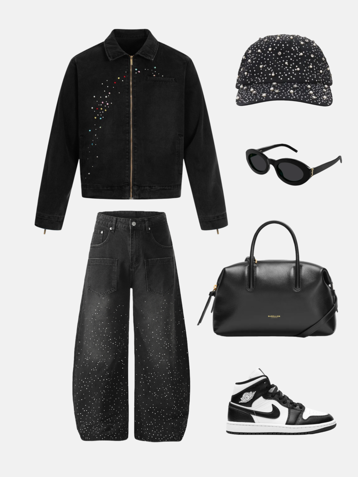 Haaura Colorful Rhinestone Denim Jacket