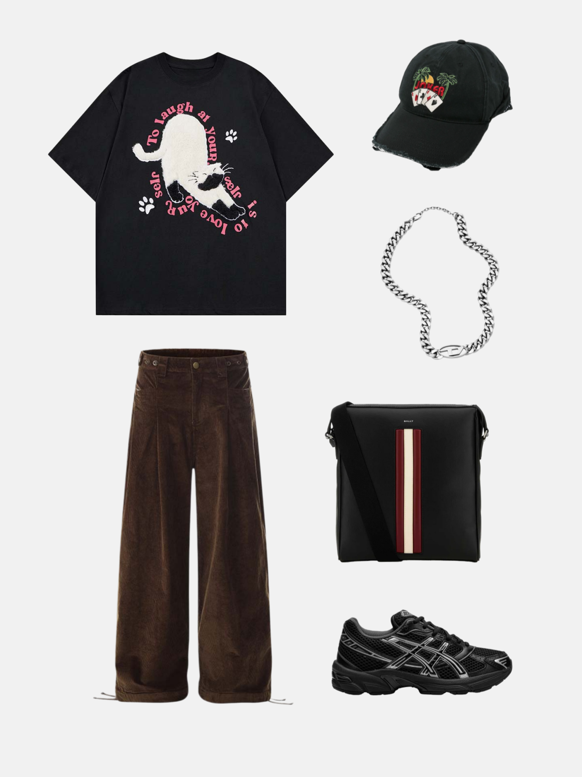 Haaura Corduroy Pleated Baggy Pants