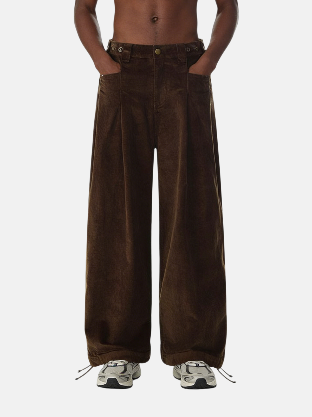 Haaura Corduroy Pleated Baggy Pants