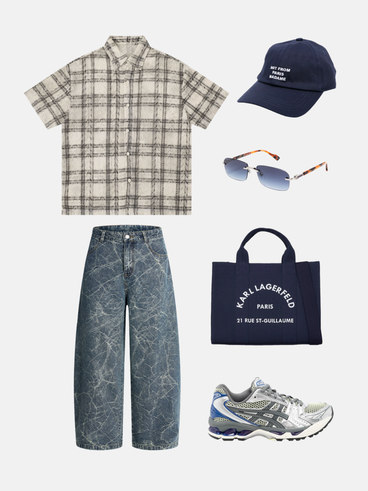 Haaura Crackle Wash Baggy Jeans