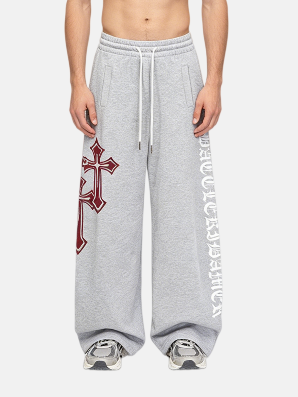 Haaura Cross & Lettering Drawstring Cargo Sweatpants