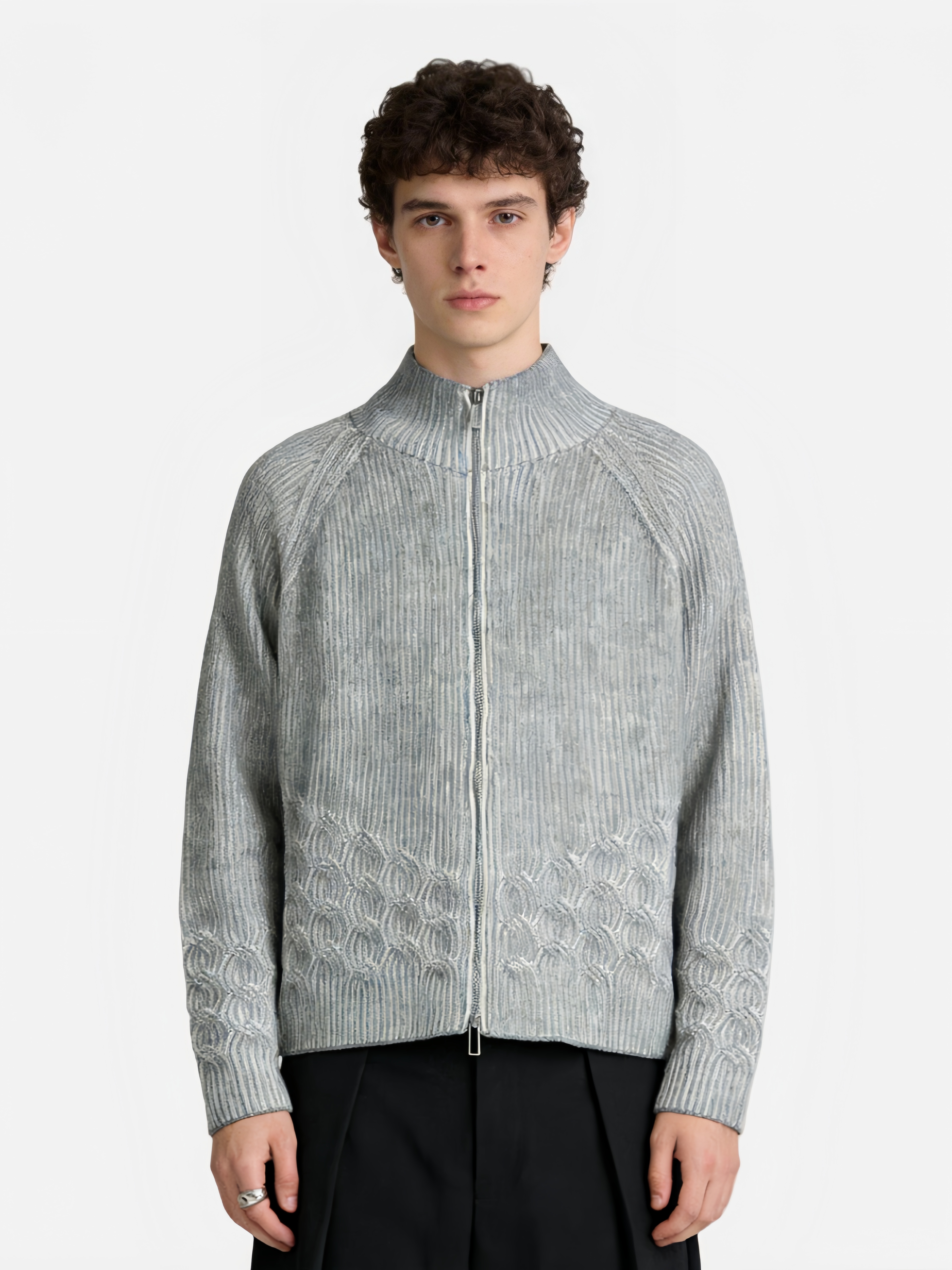 Haaura “Data Stream” Distorted Stripe Jacket
