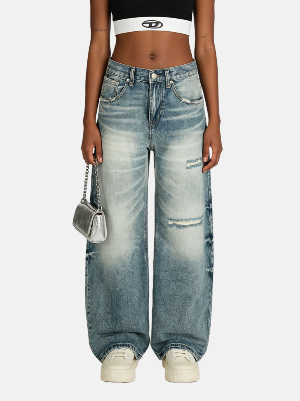 Haaura Destroyed Wide-Leg Jeans