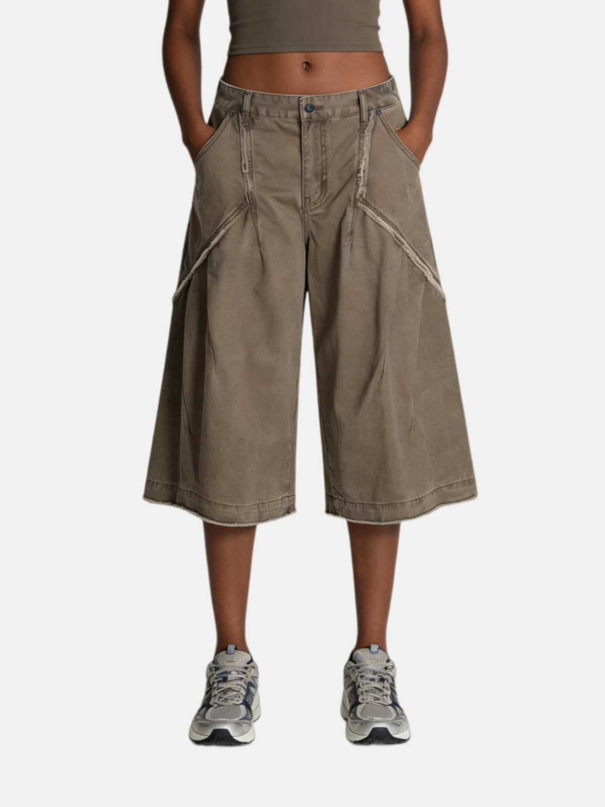 Haaura Distressed Panel Longline Jorts