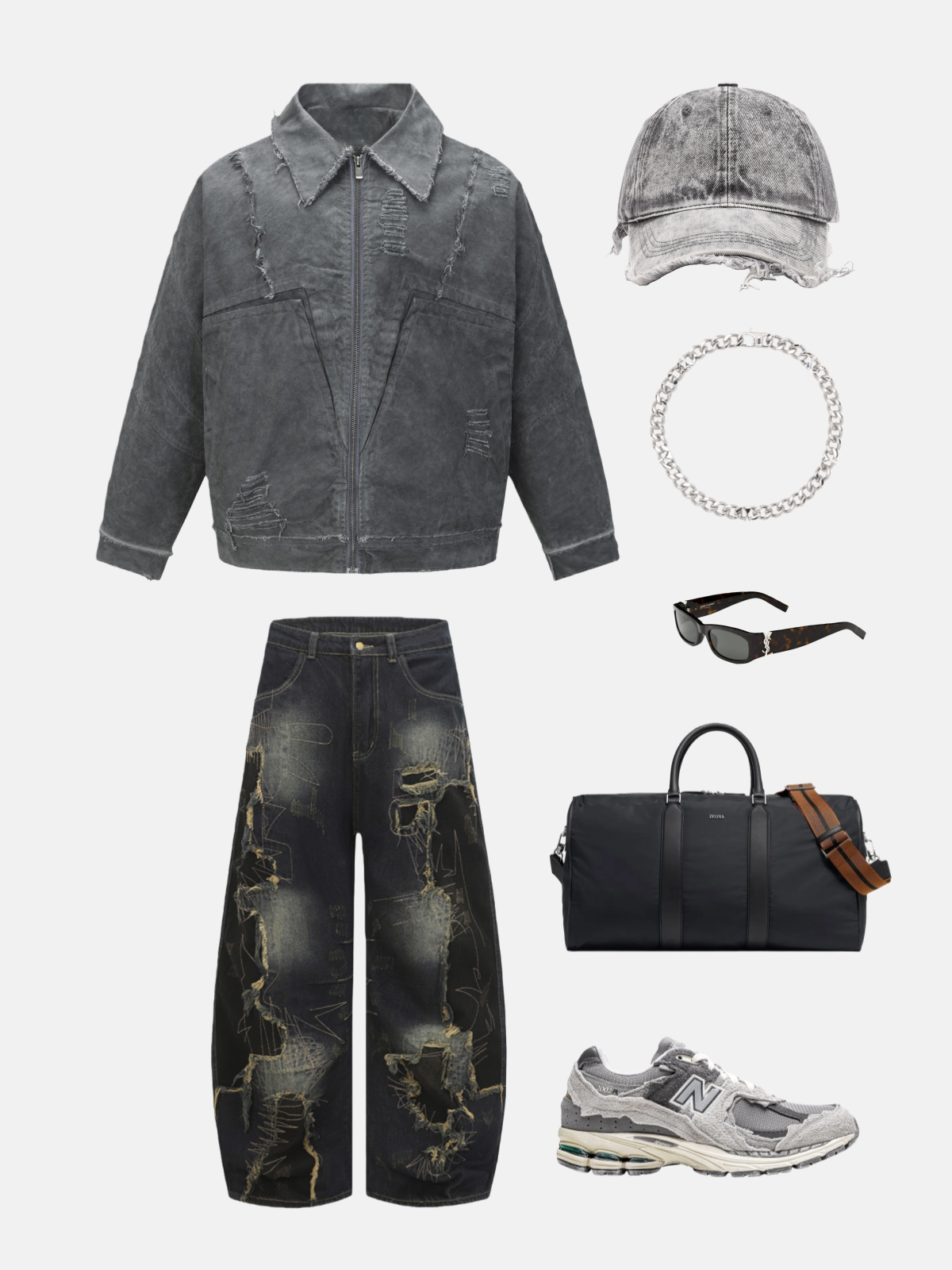 Haaura Distressed Washed Zip Up Jacket