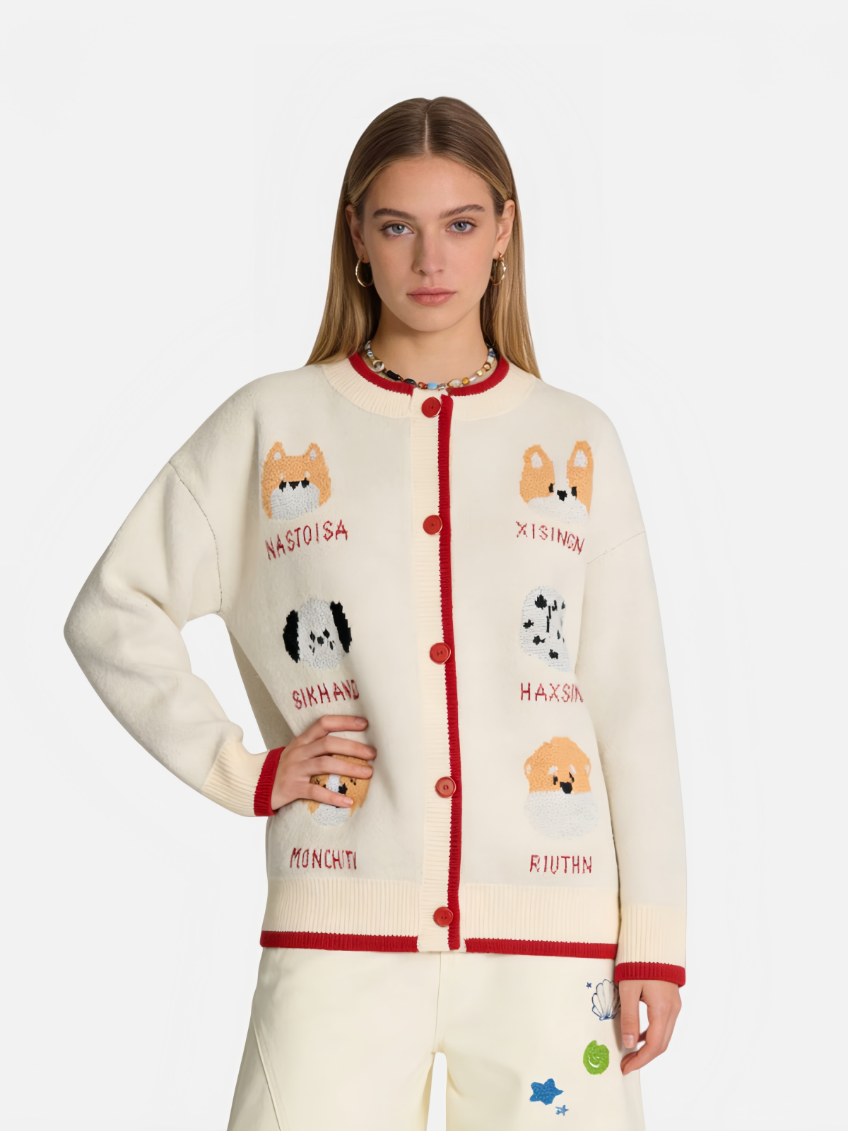 Haaura Embroidered Puppy Cardigan