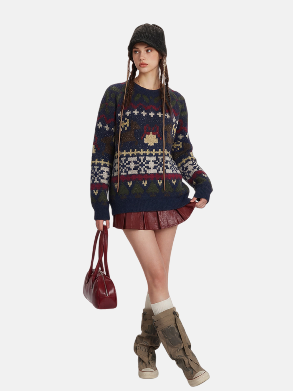 Haaura Fair Isle Jacquard Knit Sweater