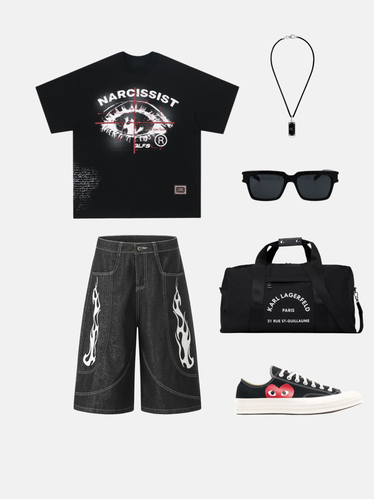 Haaura Flame Graphic Longline Jorts