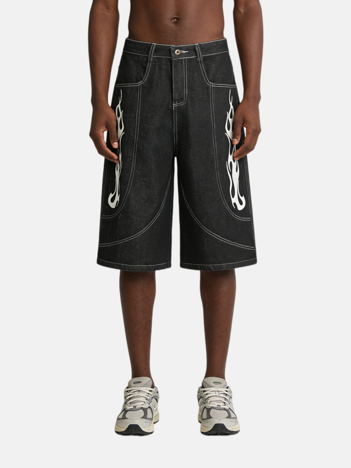 Haaura Flame Graphic Longline Jorts