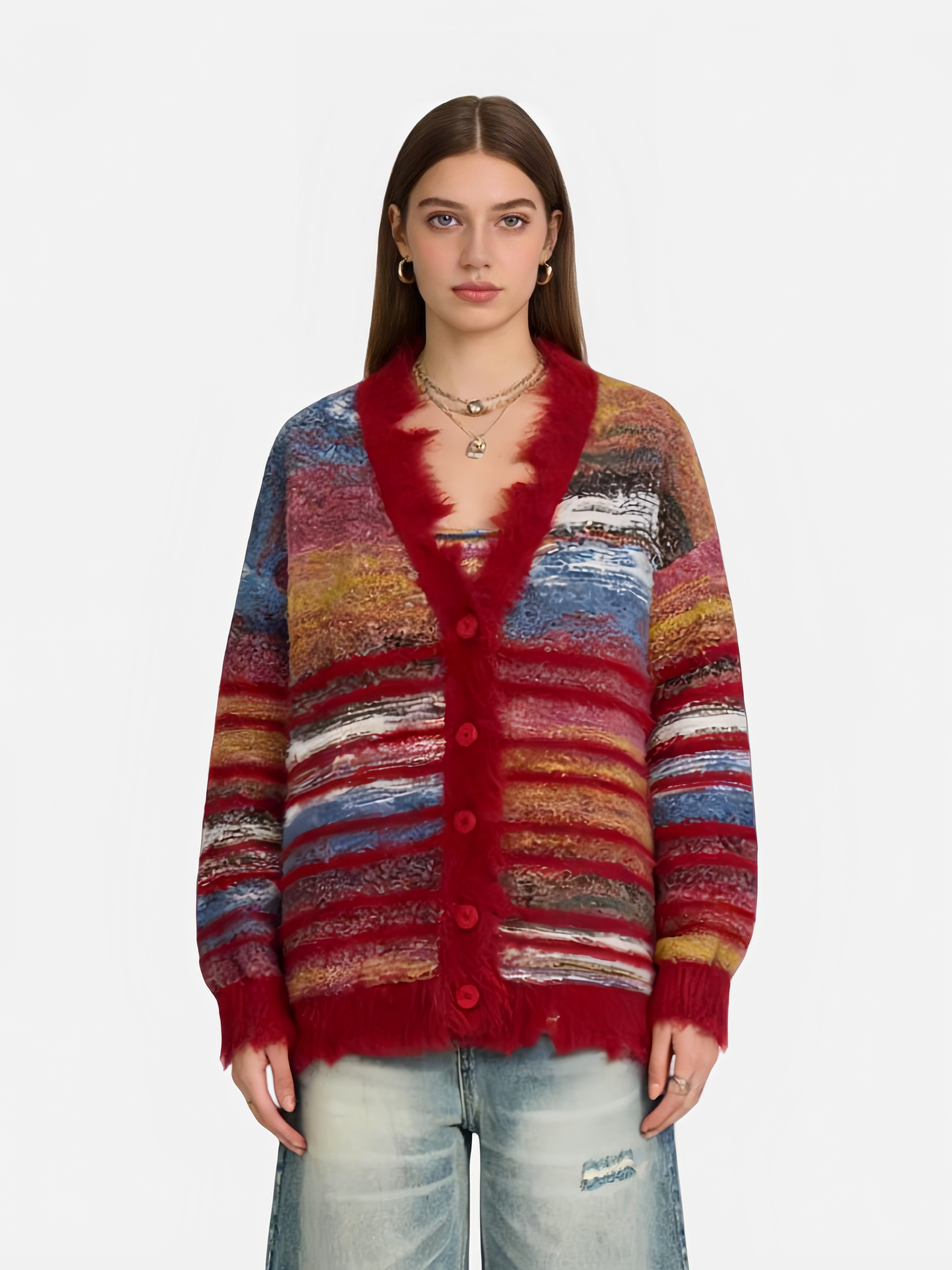 Haaura Fringe Stripe Cardigan