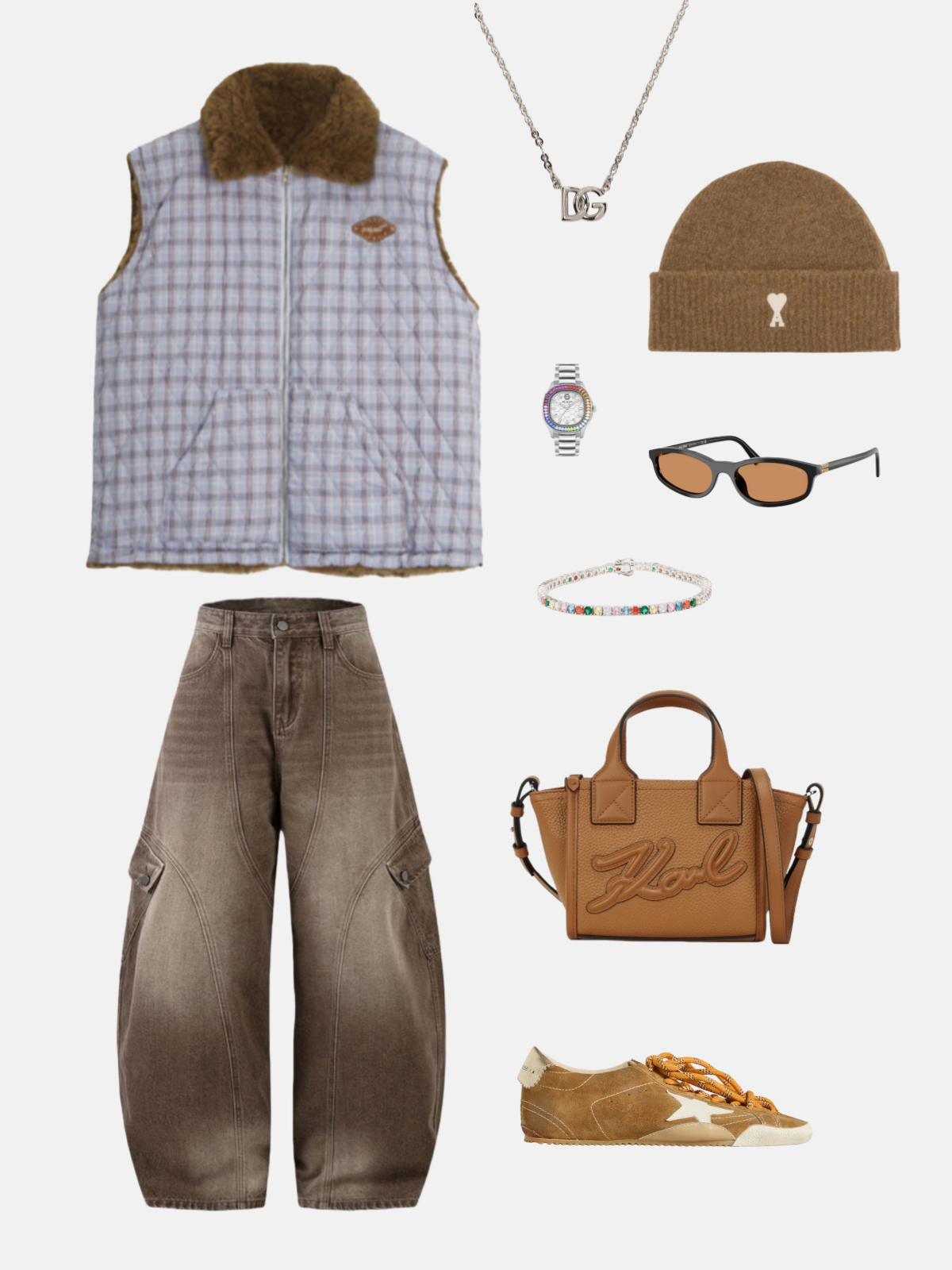 Haaura Fur Collar Quilted Down Vest