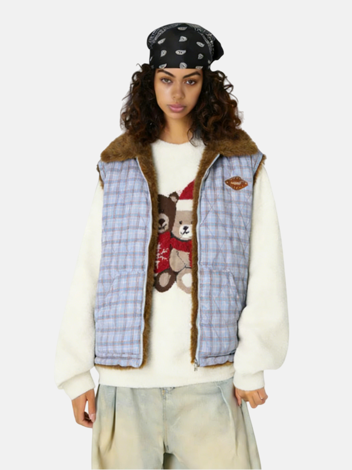 Haaura Fur Collar Quilted Down Vest