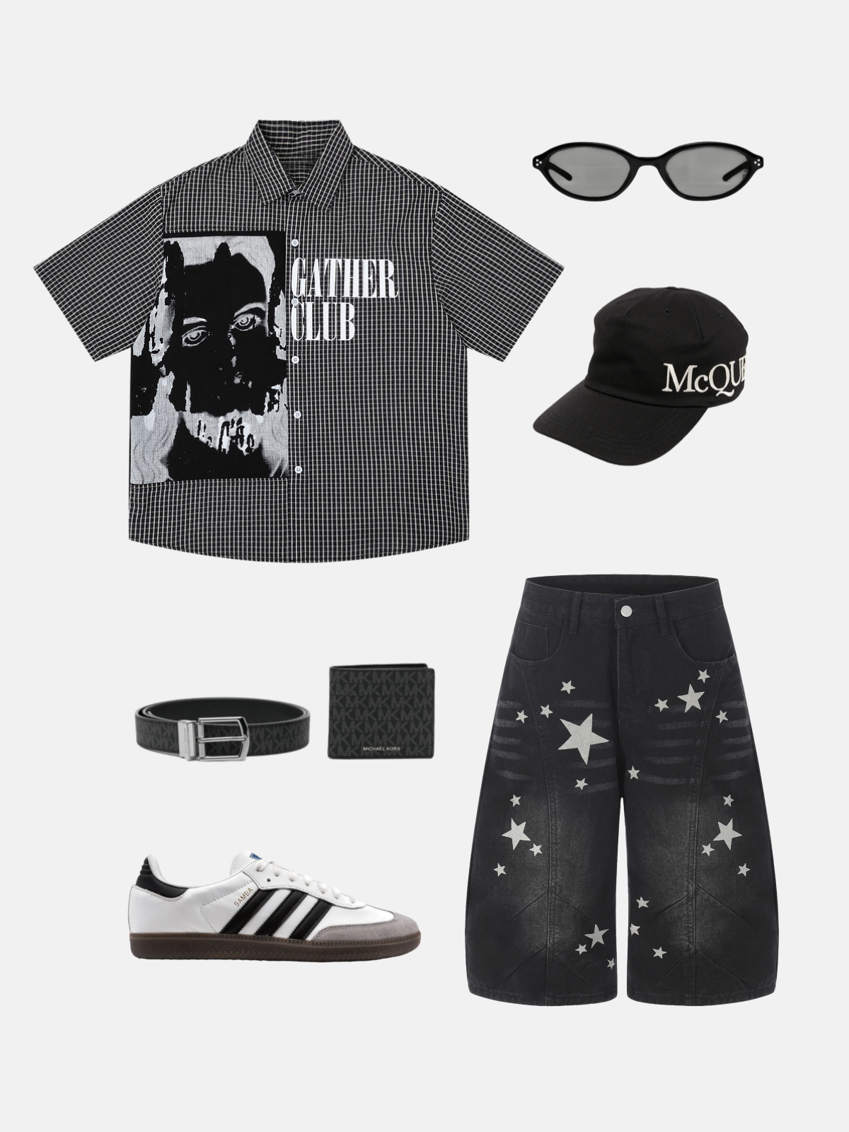Haaura Gather Club Portrait Graphic Checkered Shirt