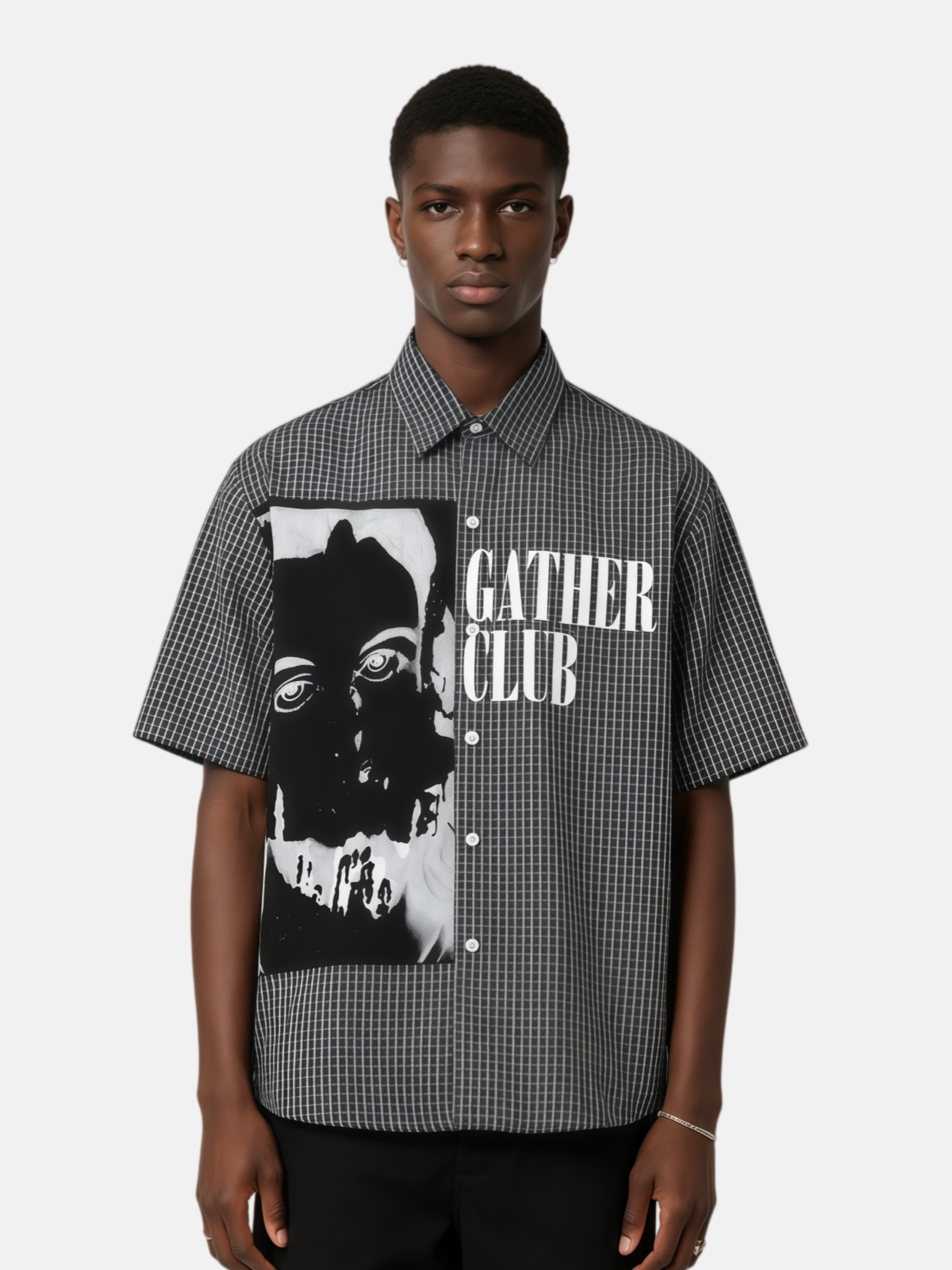 Haaura Gather Club Portrait Graphic Checkered Shirt